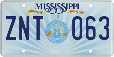MS license plate ZNT063