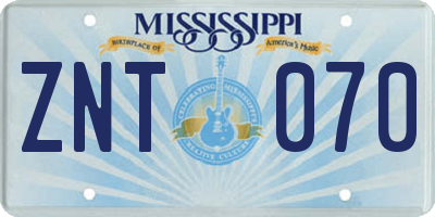 MS license plate ZNT070