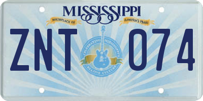 MS license plate ZNT074