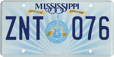 MS license plate ZNT076