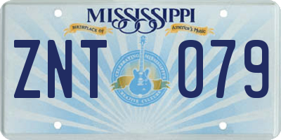 MS license plate ZNT079