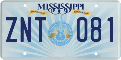 MS license plate ZNT081