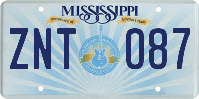 MS license plate ZNT087