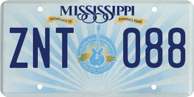 MS license plate ZNT088