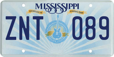 MS license plate ZNT089