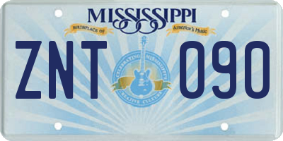 MS license plate ZNT090