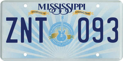 MS license plate ZNT093