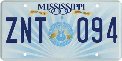 MS license plate ZNT094