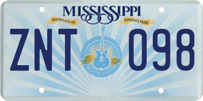 MS license plate ZNT098