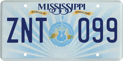 MS license plate ZNT099