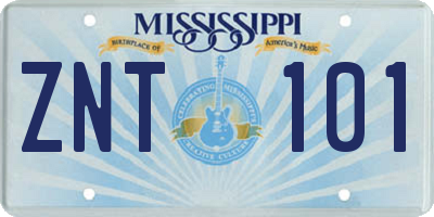 MS license plate ZNT101