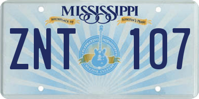 MS license plate ZNT107