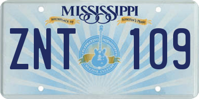 MS license plate ZNT109