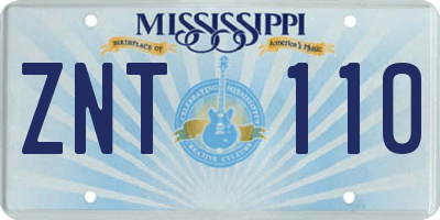 MS license plate ZNT110