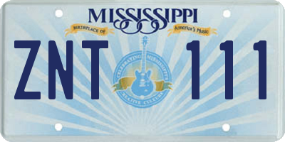 MS license plate ZNT111
