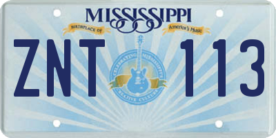 MS license plate ZNT113