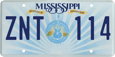 MS license plate ZNT114