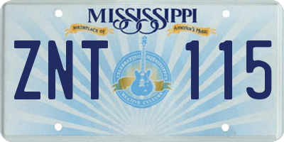 MS license plate ZNT115