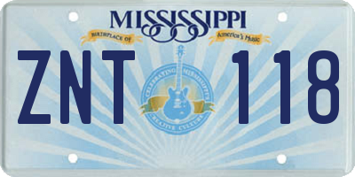 MS license plate ZNT118