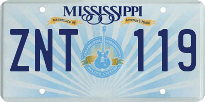 MS license plate ZNT119