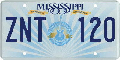 MS license plate ZNT120
