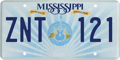 MS license plate ZNT121