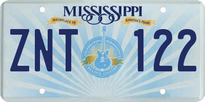 MS license plate ZNT122