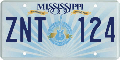 MS license plate ZNT124