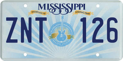 MS license plate ZNT126