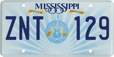 MS license plate ZNT129