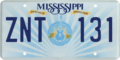 MS license plate ZNT131