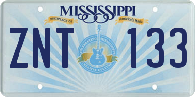 MS license plate ZNT133