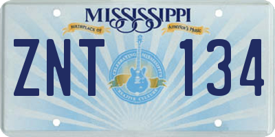 MS license plate ZNT134