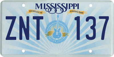 MS license plate ZNT137