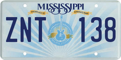 MS license plate ZNT138