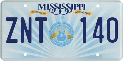 MS license plate ZNT140
