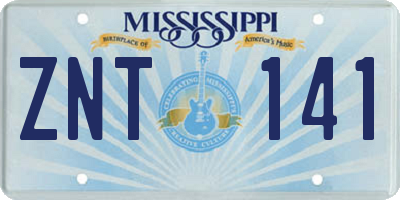 MS license plate ZNT141