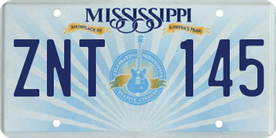 MS license plate ZNT145