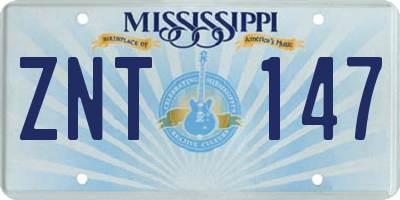 MS license plate ZNT147