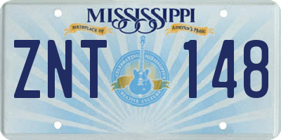 MS license plate ZNT148