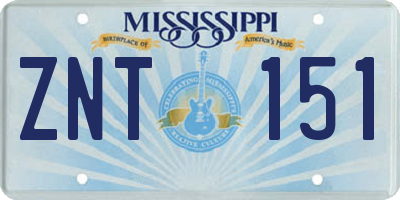 MS license plate ZNT151
