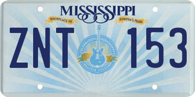 MS license plate ZNT153