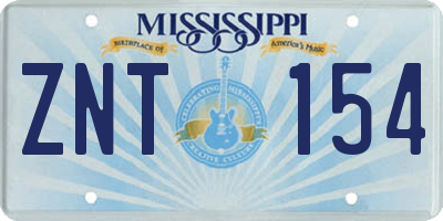 MS license plate ZNT154