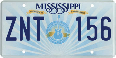 MS license plate ZNT156