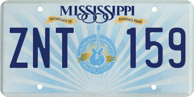MS license plate ZNT159