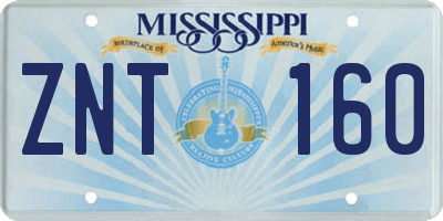 MS license plate ZNT160