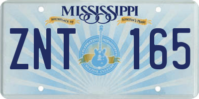 MS license plate ZNT165