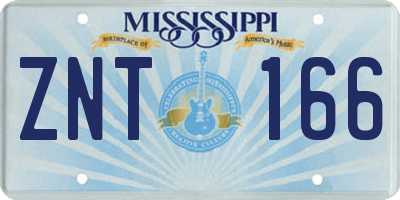 MS license plate ZNT166