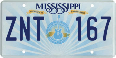 MS license plate ZNT167