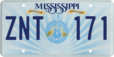 MS license plate ZNT171